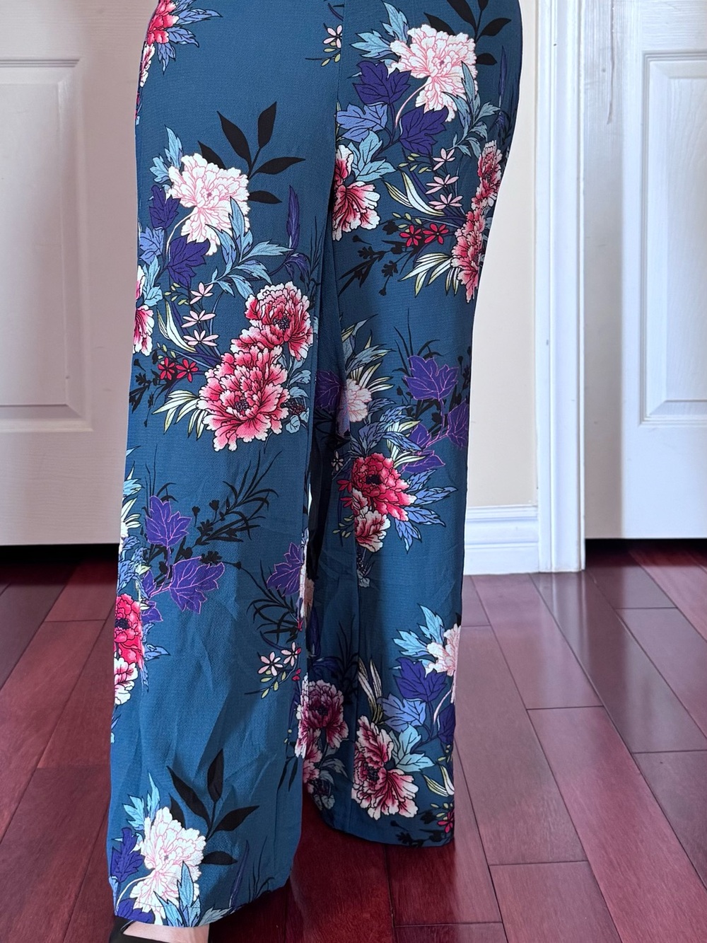 Windsor Blue Floral Print Wide-Leg Pants
